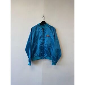 Vintage Aristo Jac Jacket Mens‎ Medium Blue Satin Bomber Westward Ho Las Vegas
